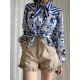 Miss Point Apple Double Lily Mushroom Print Blouse(Reservation/3 Colours/Full Payment Without Shipping)